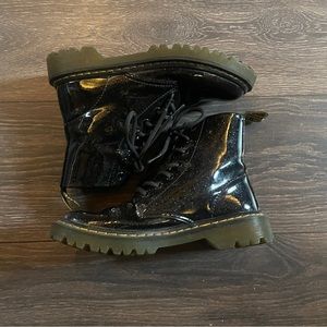 Dr.Martens Luana black coated glitter combat boots Size 6